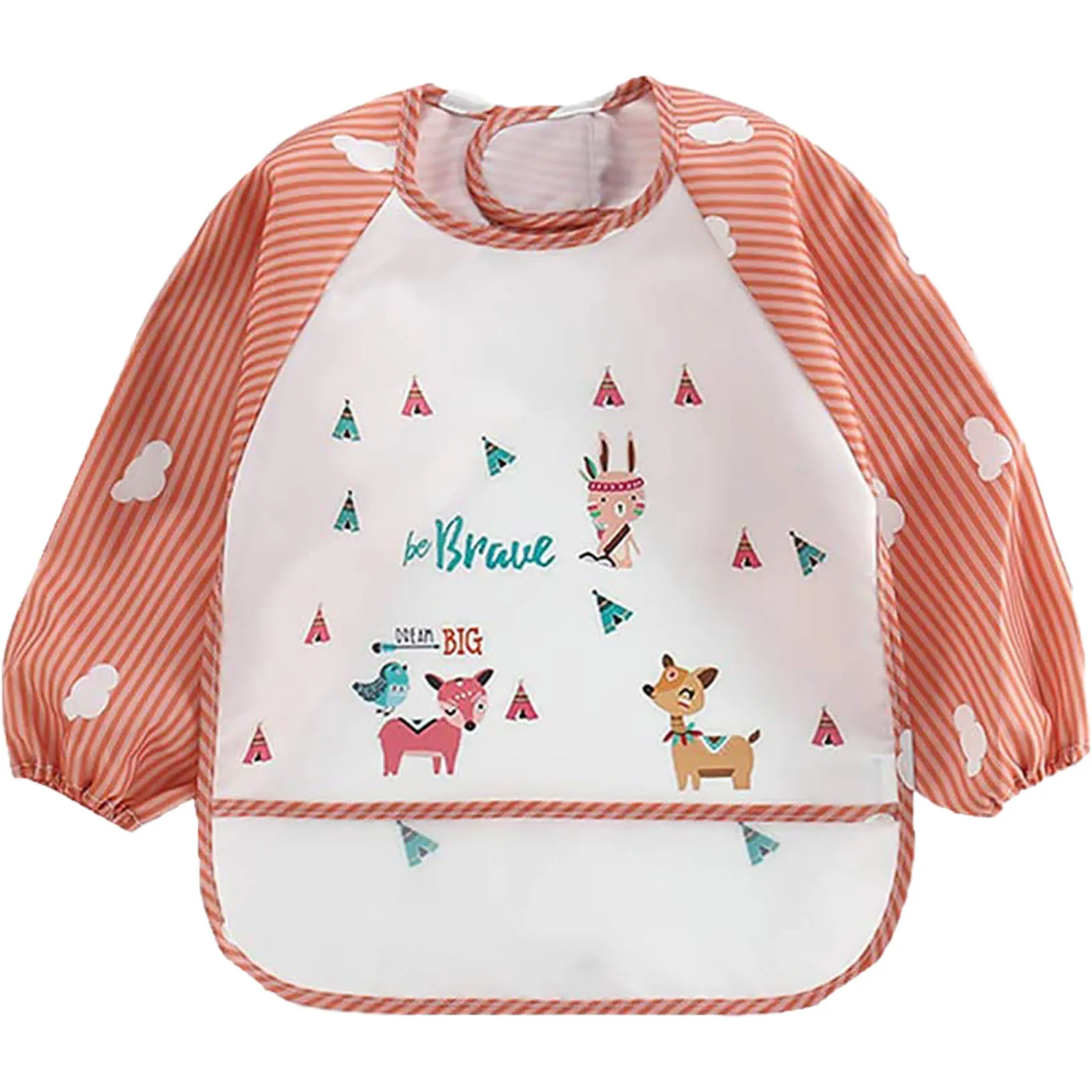 

1pc Baby Bib Waterproof Long-sleeved Striped Anti-wearing Cartoon Bib Inverted Gown Baby Stuff Bavoir Baby Spullen Slabbetjes