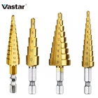 Vastar HSS Стальные титановые ступенчатые сверла, конусные инструменты, деревообрабатывающий набор сверл для дерева и металла 3-12 мм 4-12 мм 4-20 мм 3-13 мм