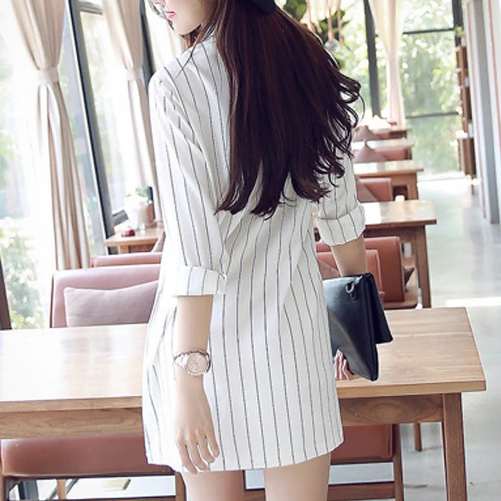 

Dresses For Women Casual Long Sleeve Lapel Stripe Dress Mini Dress Fashion Sexy Shirt Dress Vestidos De Verano Cortos Mujer