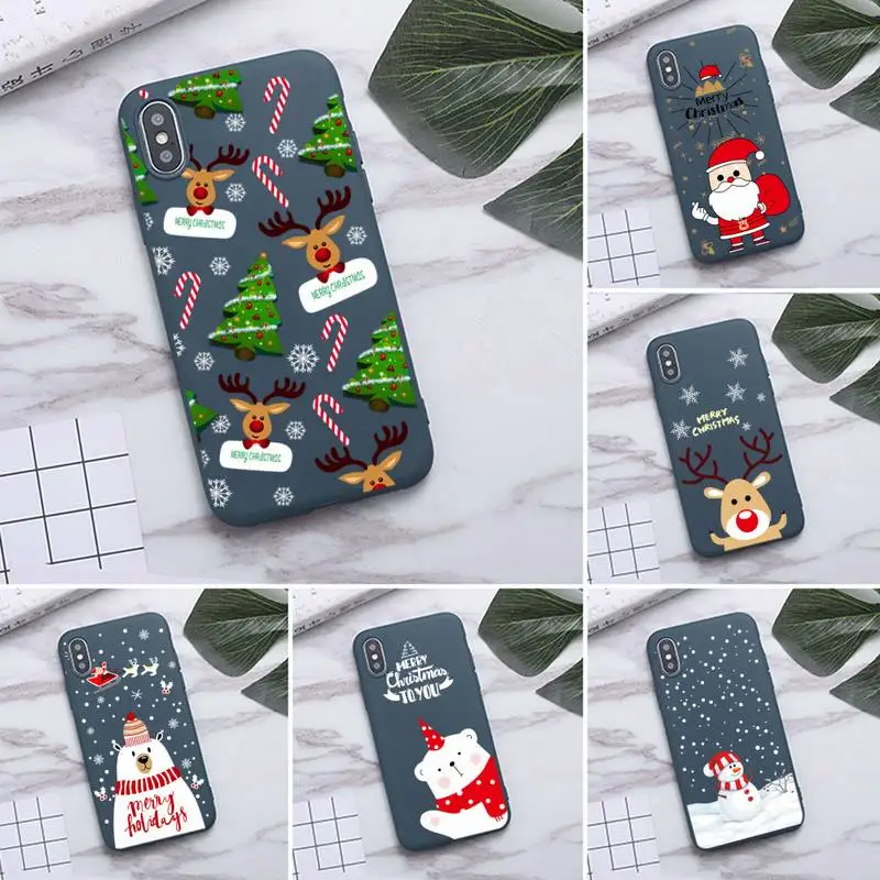 Чехол для iPhone XS MAX 11 Pro X XR 7 8 6 Plus с мультяшным Санта Клаусом и рождественским оленем