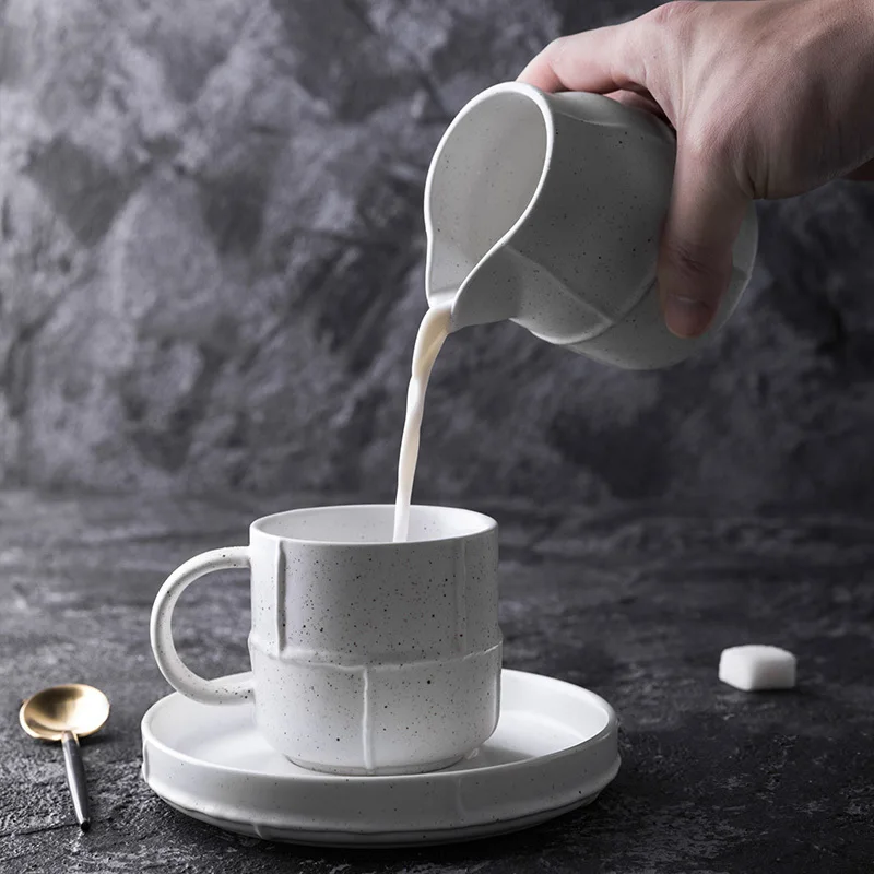 Simple ceramic teapot cold water bottle retro white set coffee afternoon tea cup mug milk can sugar bowl mx6221104