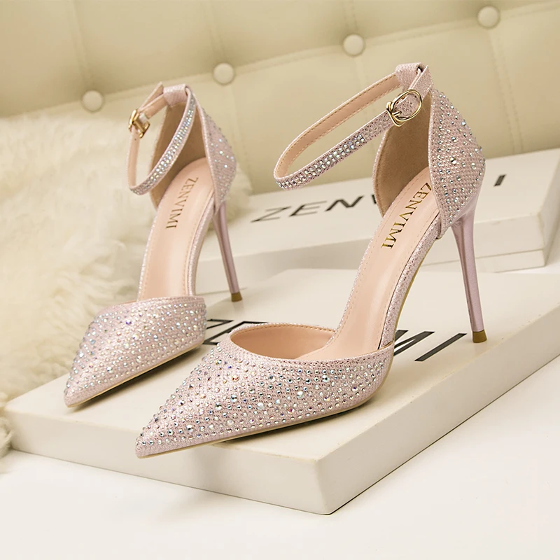 

Mary Jane Shoes Fetish High Heels Glitter Ladies Crystal Shoes Stiletto Heels Designer Shoes Women Fashion Pink High Heels Sexy