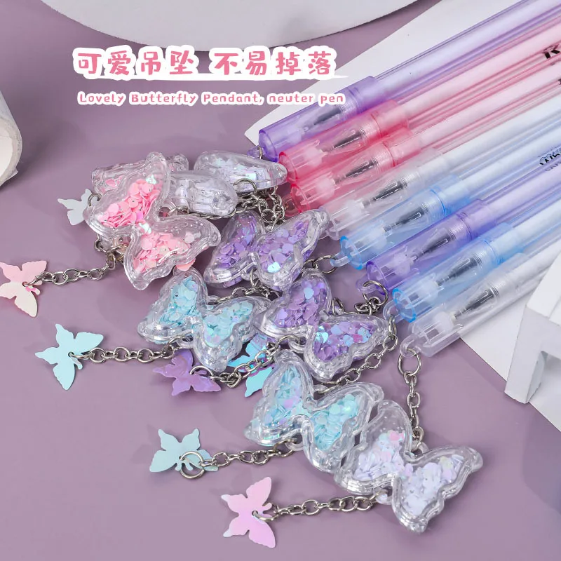 Ceny 20 Sztuk śliczne Wisiorek Z Motylem Pióro Neutralne Dziewczyna Kreatywny Para Długopis Netto Czerwony Wisiorek Czarny Długopis Signature Biurowe Długopis