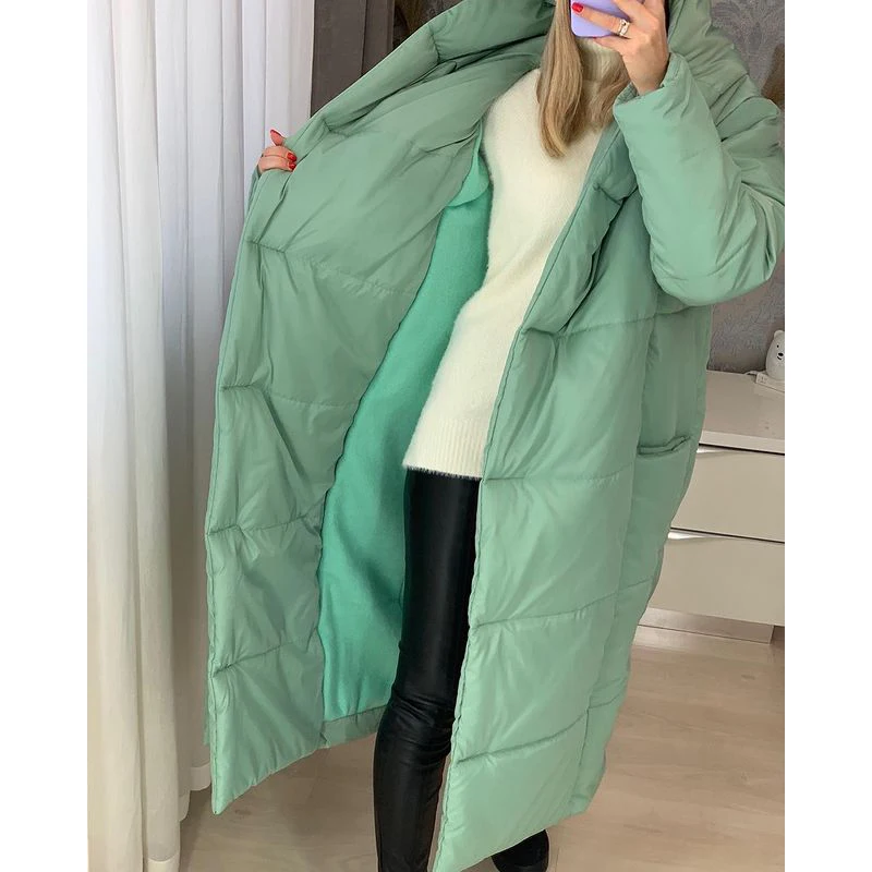 Модные зимние толстые свободные парки XMAX с капюшоном женские элегантные длинные