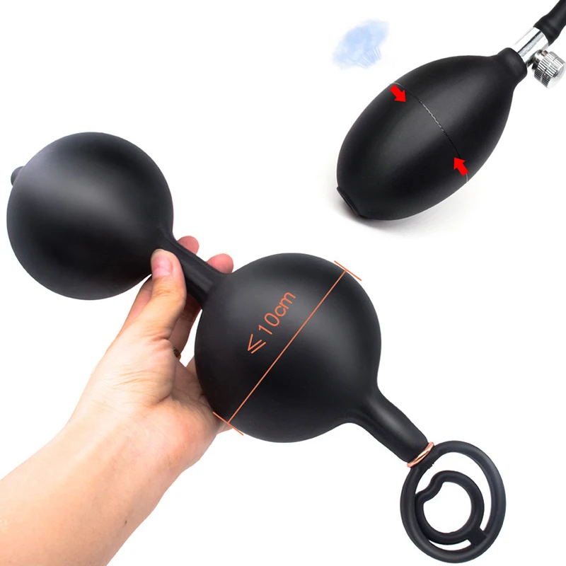 Надувная Анальная пробка для бега с двойными бусинами надувания фиксатор пениса
