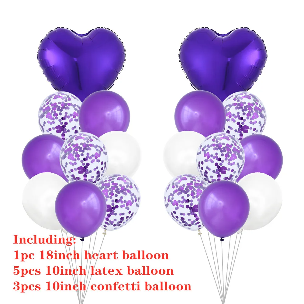 purple 9 шт./лот розовые и золотые воздушные шары Свадебный декор сердце товары для дня рождения вечерние надувные шары гелиевый воздух Globos поставки - Цвет: purple