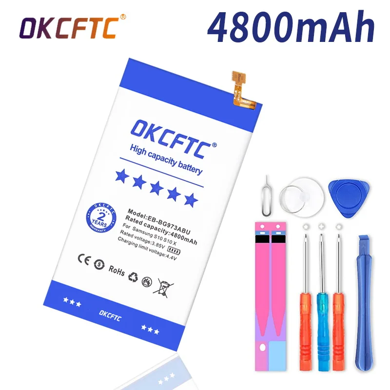 

OKCFTC 4800mAh Battery EB-BG973ABU for Samsung Galaxy S10 S10X SM-G973 G973F G973U G973W G9730 Cellphone Batteria Akku +Tools