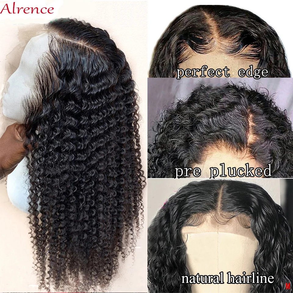 Прозрачные парики HD на сетке афро кудрявые невидимые 13X6 из человеческих волос