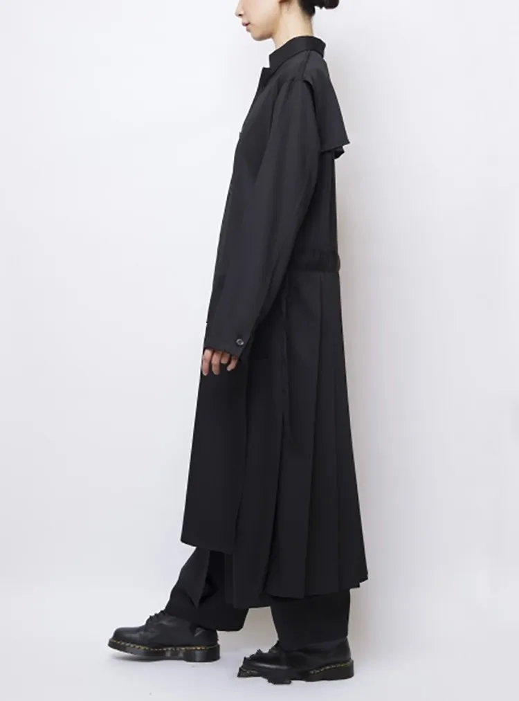 Мужская рубашка свободного покроя с длинным рукавом и двойным квадратным