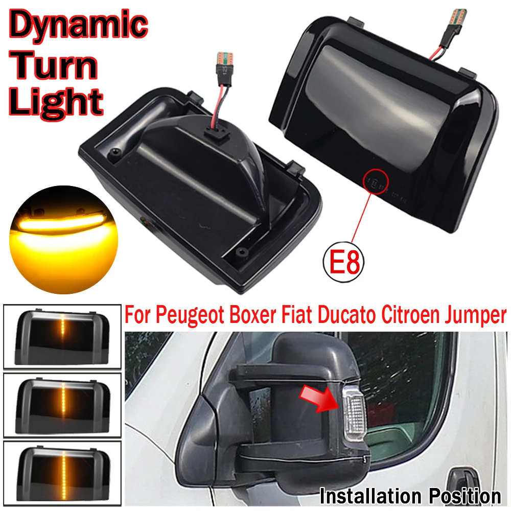 

2pcs Side Mirror indicator Dynamic Sequential Flowing LED Turn Signal Light For Peugeot Boxer Fiat Ducato Citroen Jumper