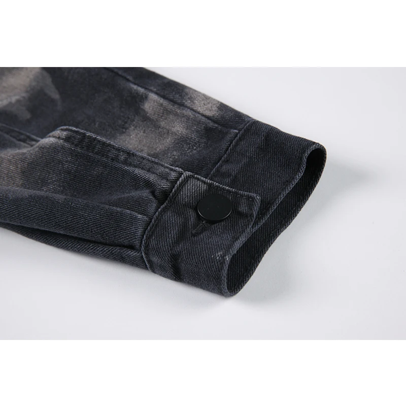 

Tie Dye Short Denim Jacket Women Boyfriend Single Breasted Lapel Retro Short Shirt Coat Lady Vintage Loose Streetwear Top Outer