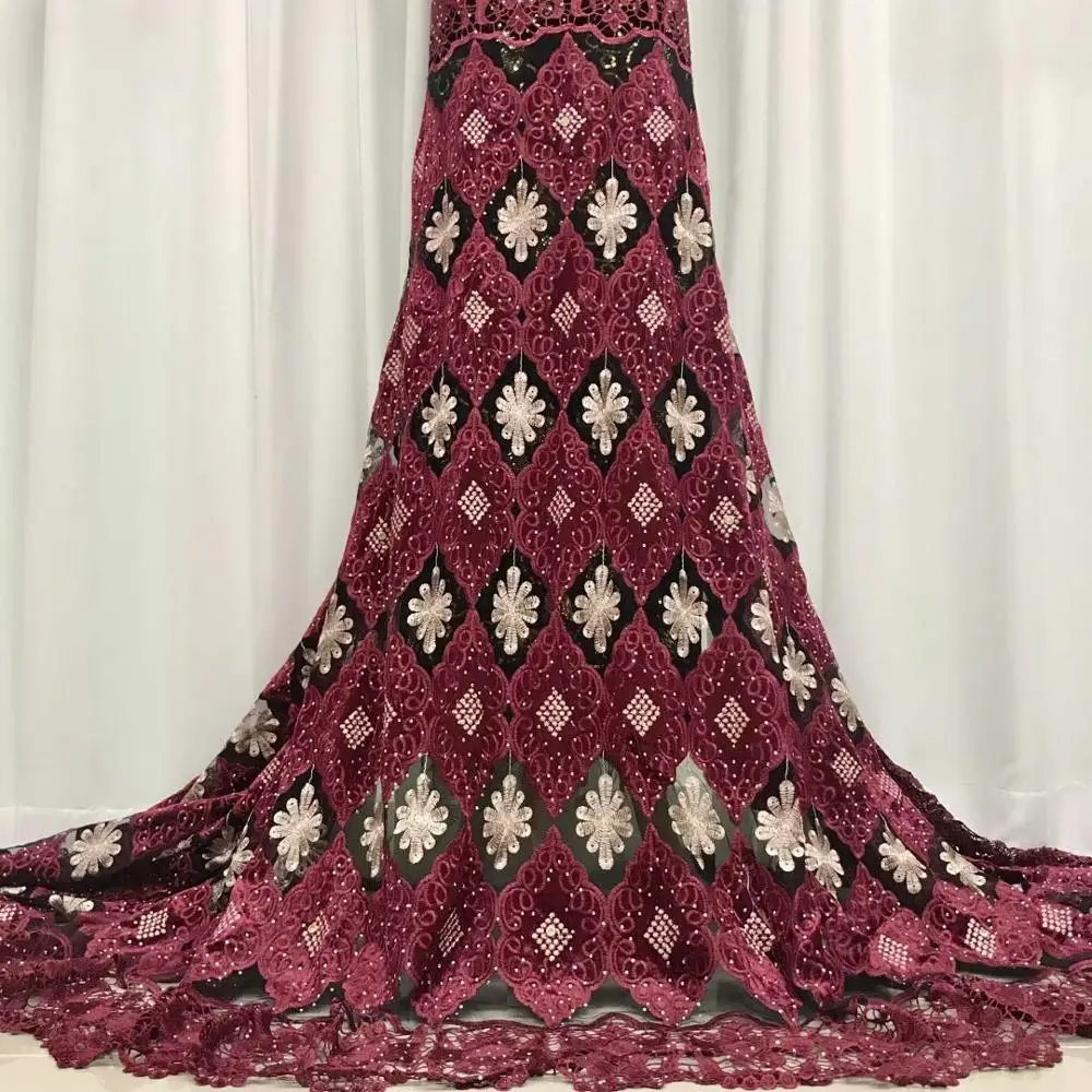 Новая нигерийская бархатная кружевная ткань с камнем африканская мягкое