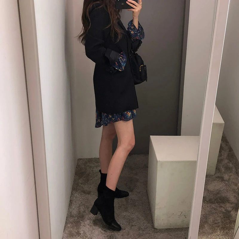 

Double Breasted White Black Blazer Female Long Sleeve Office Ladies Blazer 2020 Autumn Jacket Women Outerwear Suit Coats