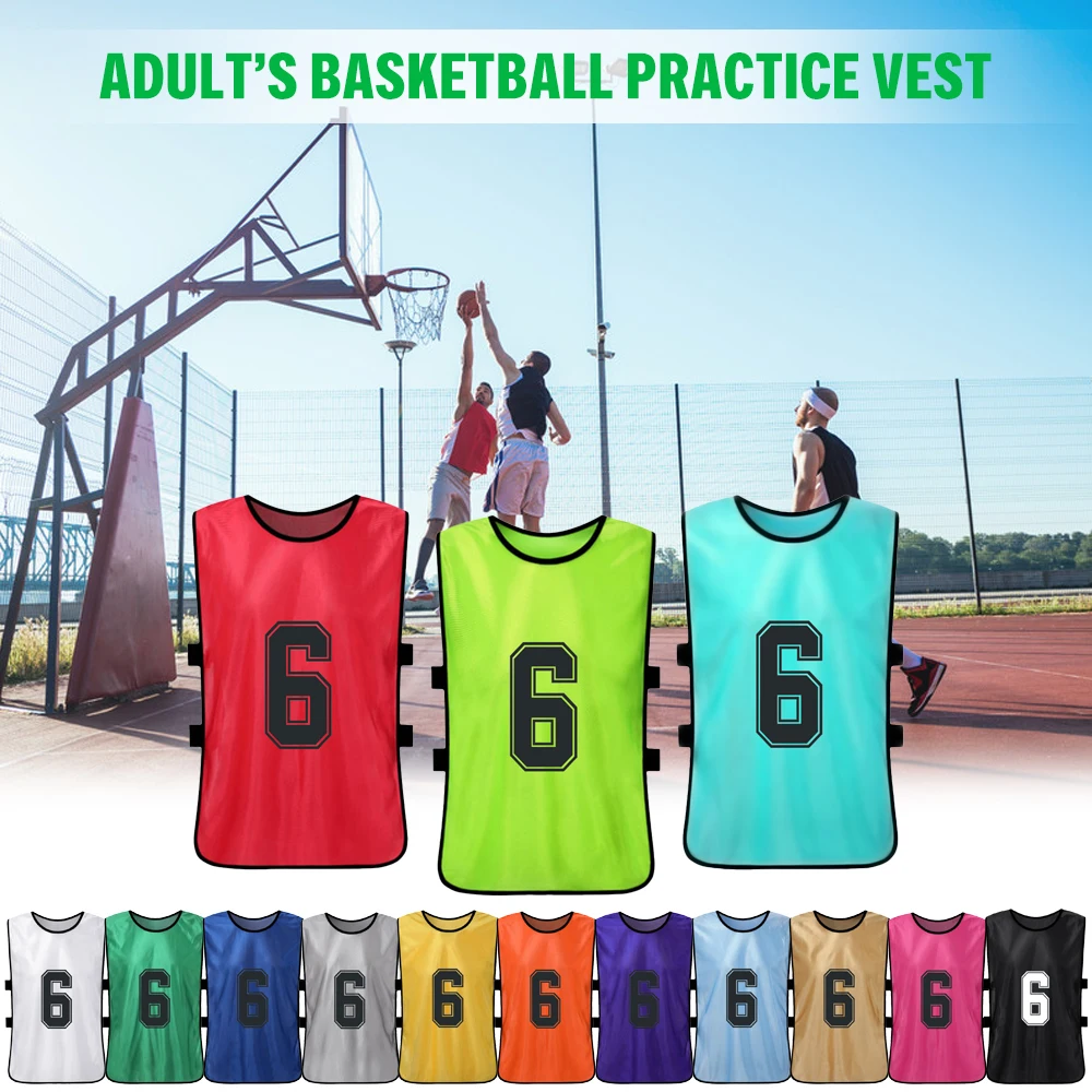 

6 PCS Adults Soccer Pinnies Football Team Jerseys Youth Sports Scrimmage Soccer Team Training Numbered Bibs Practice Sports Vest