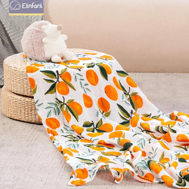 Elinfant 100% cotton 120*120cm 2 Layers Newborn Baby Bath Towel Wrap Muslin Swaddle Blankets Wholesale Dropshipping