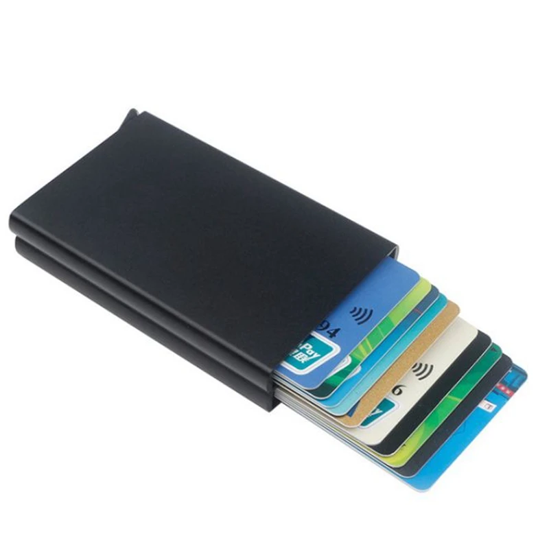 

Aluminum Double Box Credit Card Holders for Men Slim Anti Protect Travel ID Cardholder Women Rfid Wallet Metal Case Porte Carte