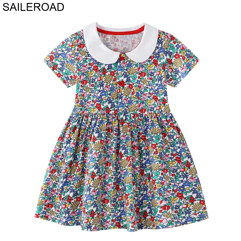 SAILEROAD Baby Girl Необычные платья на лето Новые детские топы для девочек с цветочным