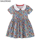 SAILEROAD Baby Girl Необычные платья на лето Новые детские топы для девочек с цветочным принтом Красивое платье с принцессой для детей и воротником
