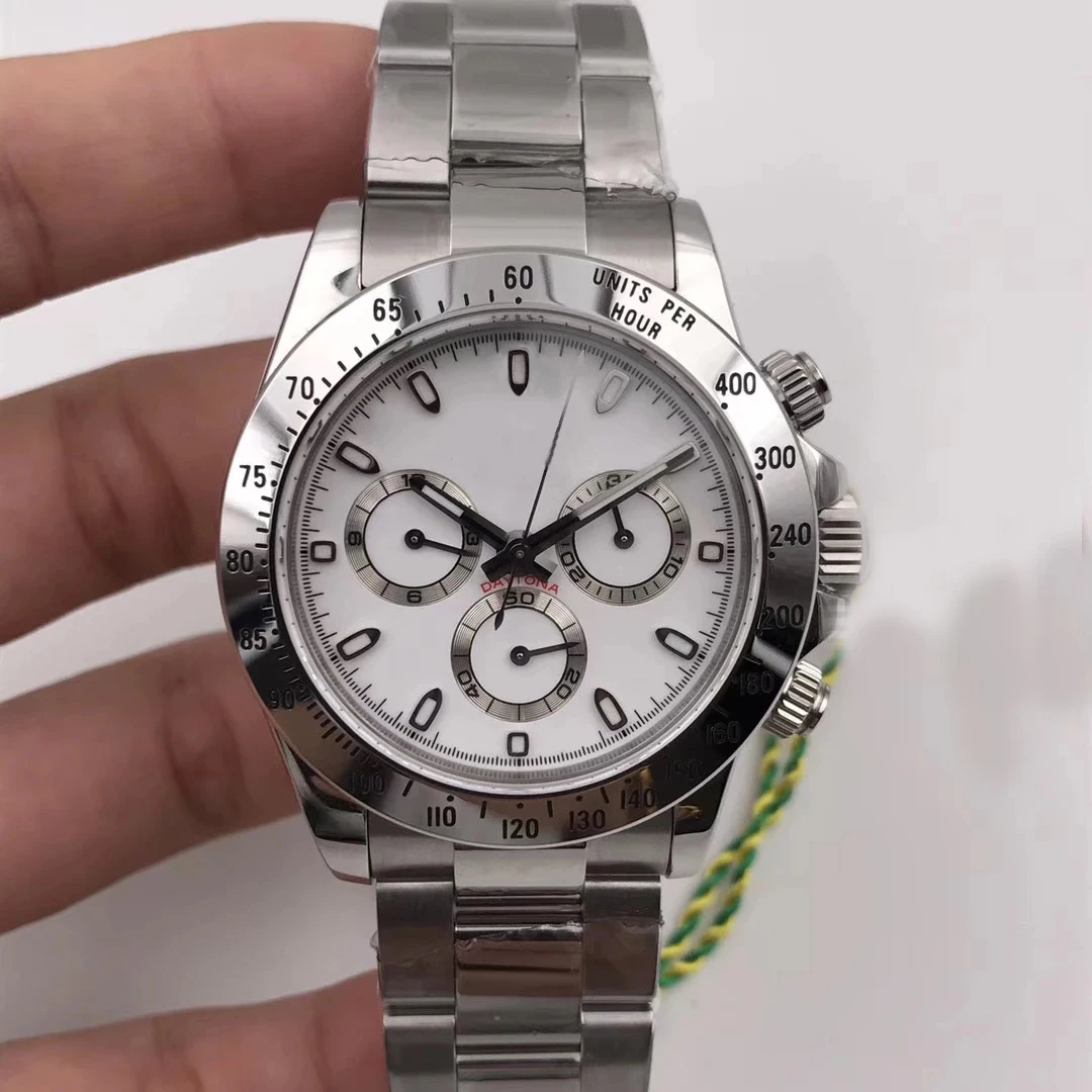 

Classic New Men Automatic Mechanical Sport Bracelet Watch Silver Stainless Steel White Black Leather Ceramic Bezel Gold