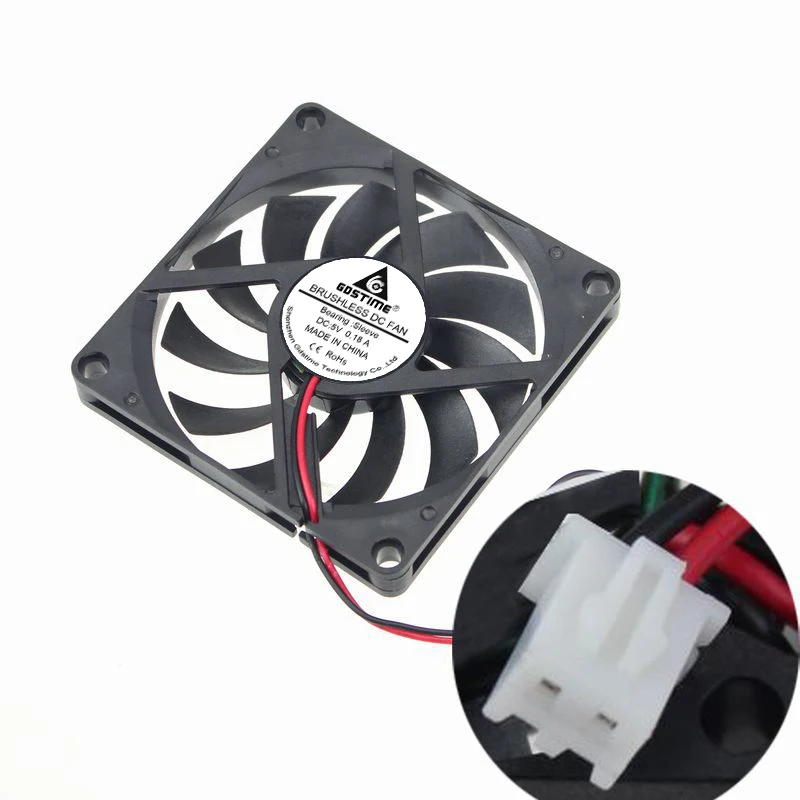 1 шт./лот Gdstime 80 мм 8 см 2Pin 80x80x10 5 в DC бесщеточный кулер для процессора охлаждающий