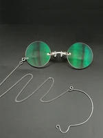 anti ancient glasses with round myopia or presbyopic lenses spectacles with silver nose clipwith chain in opera glasses