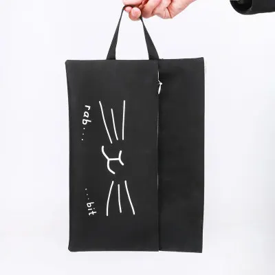 Черный A4 Kawaii Cat Oxford папка для файлов, 3 цвета, Большая Сумка для документов, офисные канцелярские принадлежности, деловой портфель, бумажный органайзер для хранения, сумка - Цвет: Черный