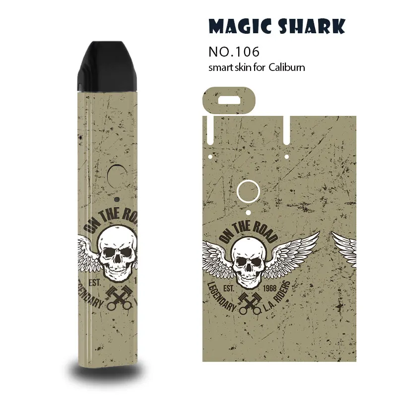 

Magic Shark Fashion Music is Fun Tiger Wolf Skull Motorcycle PVC Case Sticker Wrap Film Skin for Uwell Caliburn