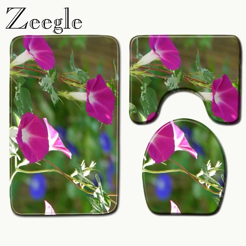 Zeegle с цветочным принтом Ванная комната коврик из микрофибры ковер Нескользящие