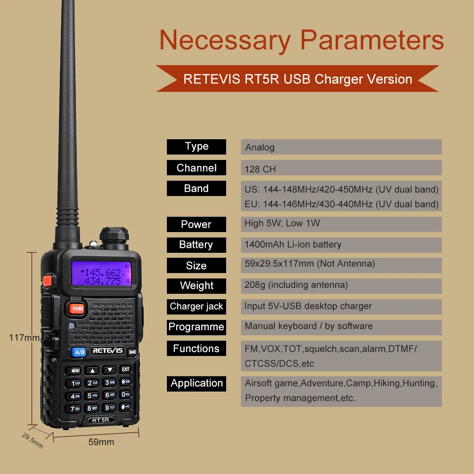 retevis rt5r walkie talkie 2pcs 5w 128ch usb vhf uhf ham radio two way radio comunicador for huntingairsoft baofeng uv 5r uv5r free global shipping