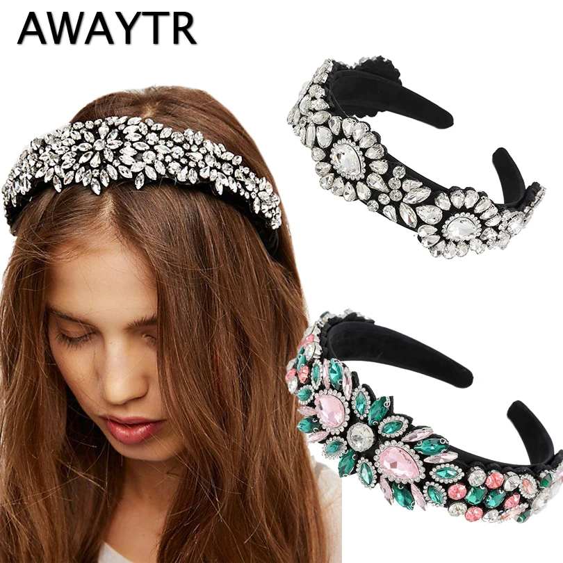 Женская повязка на голову AWAYTR роскошная в стиле барокко с цветными жемчужинами и