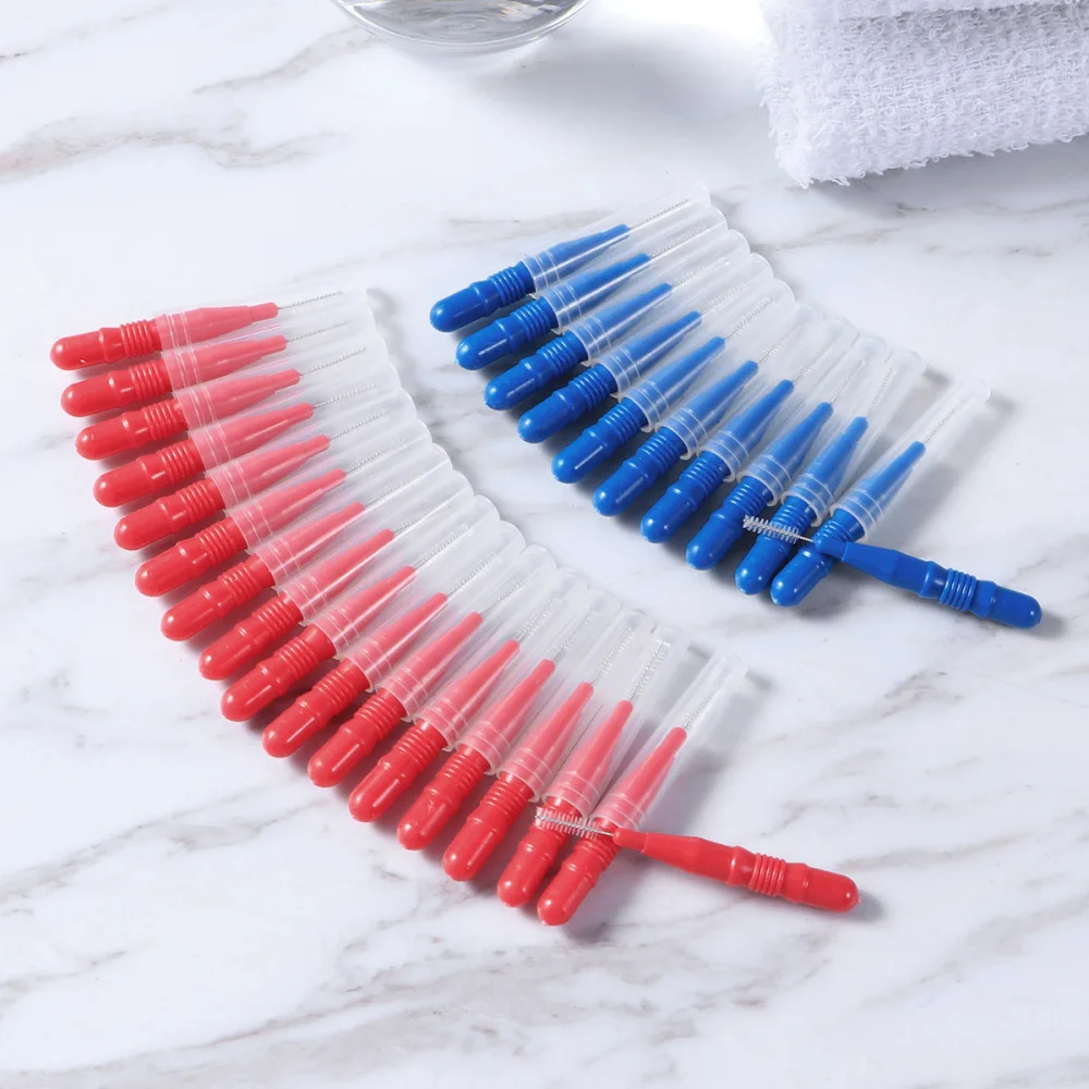 

ROSENICE 50pcs Orthodontic Oral Care Interdental Brush Toothpick Between Teeth Brush Kit (Blue and Red)