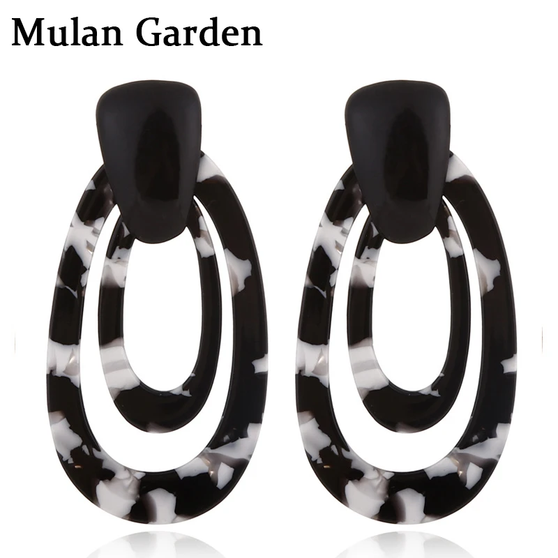 M &amp G новые модные двойные овальные леопардовые серьги для женщин белые черные с