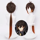 Длинные Рождественские парики для косплея из аниме JOY  BEAUTY Genshin Impact Zhongli, парики коричневого и оранжевого цвета для косплея, термостойкие синтетические парики