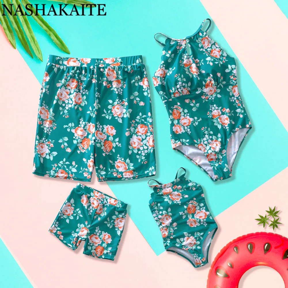 NASHAKAITE/Семейный комплект Летние Купальники с цветочным принтом для мамы и дочки