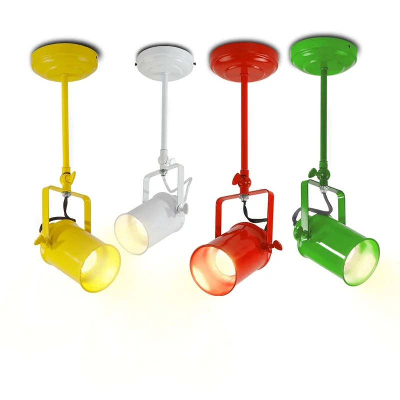 

Loft Vintage LED Track Lights Wrought Iron Ceiling Lamps Clothing Bar COB Spotlight Industrial American Style Rod Spot Lighting