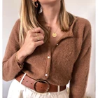 Мохеровый шерстяной кардиган, джемпер, Осень-зима 2021, белый, черный модный свитер, Женская Повседневная Уличная одежда, свитера