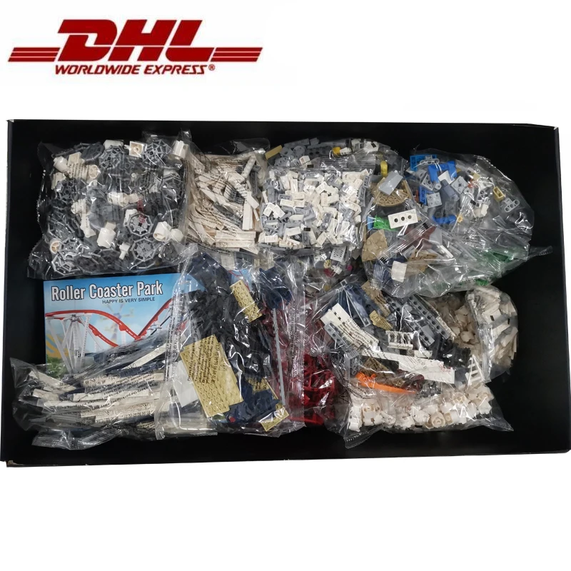 

DHL 15039 18003 4299Pcs Building Blocks Large Roller Coaster Electric Motor Amusement Park Facilities Kid Education Toys Gifts