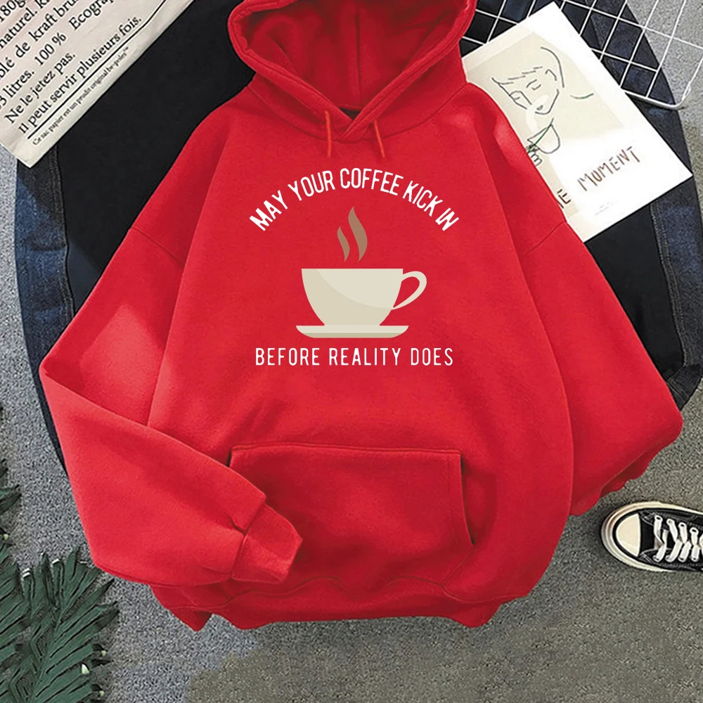 

Harajuku Hoodie May Your Coffee Kick In Letter Printing Sweatshirt Women 2021Streetwear Casual Pullover Autumn Winter Korean Top
