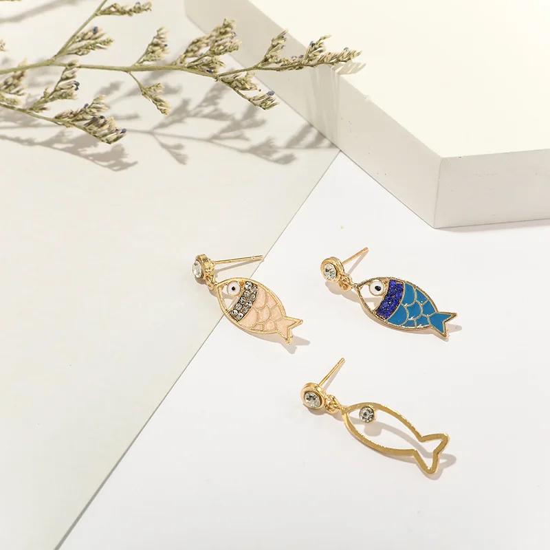 3 шт./компл. милые женские серьги синие розовые хрустальные золотые