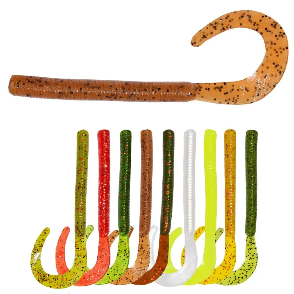 

8pcs/lot Knife Worm Soft Bait 85mm 2.5g Jig Wobbler Artificial shrimp odor With salt Rubber Bass Fishing Lure Long Tail Swimbait