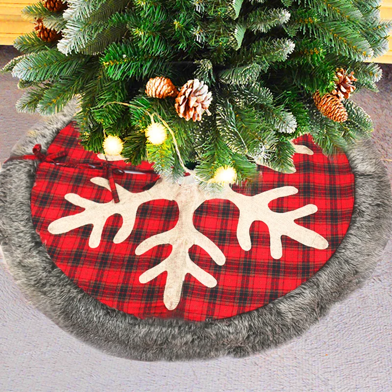 Рождественская елка юбка украшение льняная Снежинка Красная рождественская