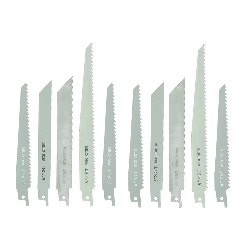 

10pcs Set Reciprocating Saw Blades Hardened Teeth Sharp Electric Tool Metal Wood