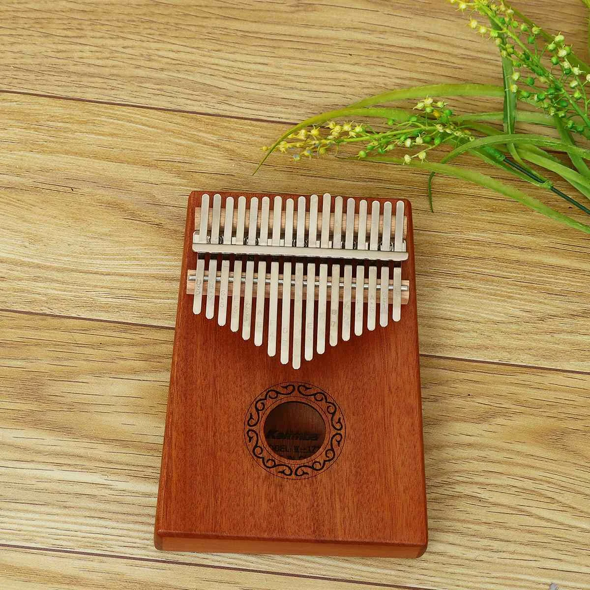

17 Key Kalimba Mahogany Wooden Thumb Piano Keyboard Mbira Body Musical Instrument Thumb Finger Piano with Hammer Kalimba Piano
