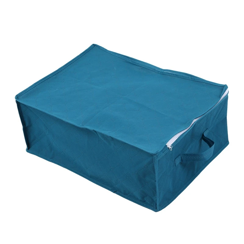 HOT-3Pcs Non-Woven Foldable Storage Box Family Save Space Clothes Organizer Home Quilt Bag Holder Blue |