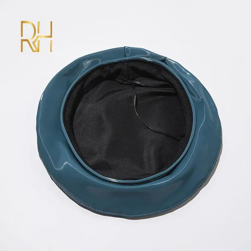 Женский зеркальный берет из искусственной кожи Женская демисезонная зимняя