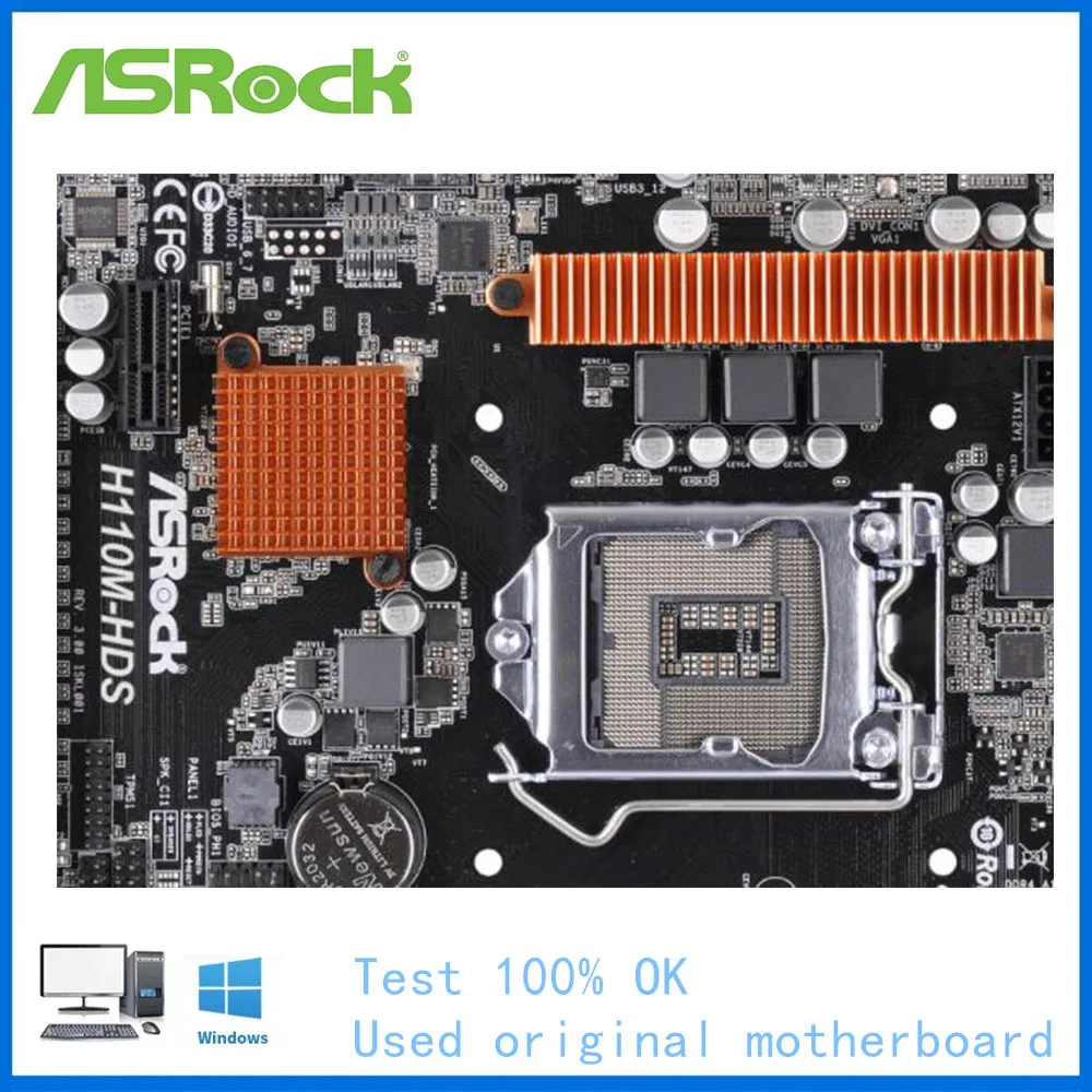 For ASRock H110M-HDS R3.0 Computer Motherboard LGA 1151 DDR4 H110 Desktop Mainboard Used | Motherboards