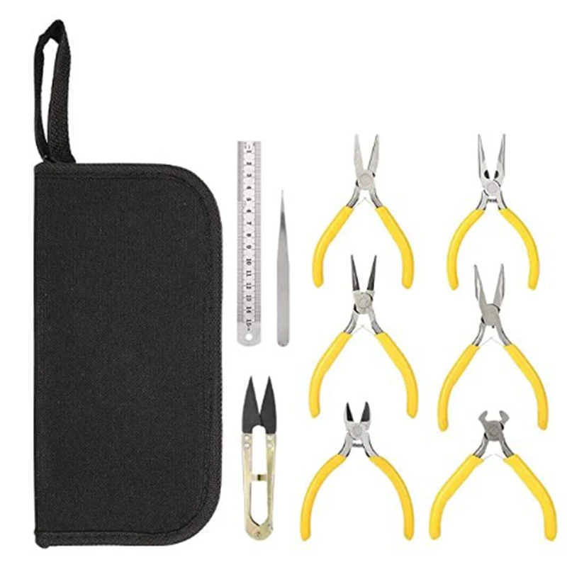 

9Pcs Professional Jewellery Pliers Set, Long Bent Nose Pliers Making DIY Jewelry Making Supplies Set Jewelry Tools Kit