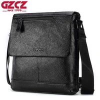 gzcz 2020 leather mens messenger bag fashion man shoulder bag multifunction capicity male cross body shoulder business bags