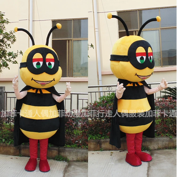 

Yellow Black Bumble Bee Mascot Costume Mascotte Bee Honeybee Mascot Costume Suits Halloween Cosplay Party Dress Outfits