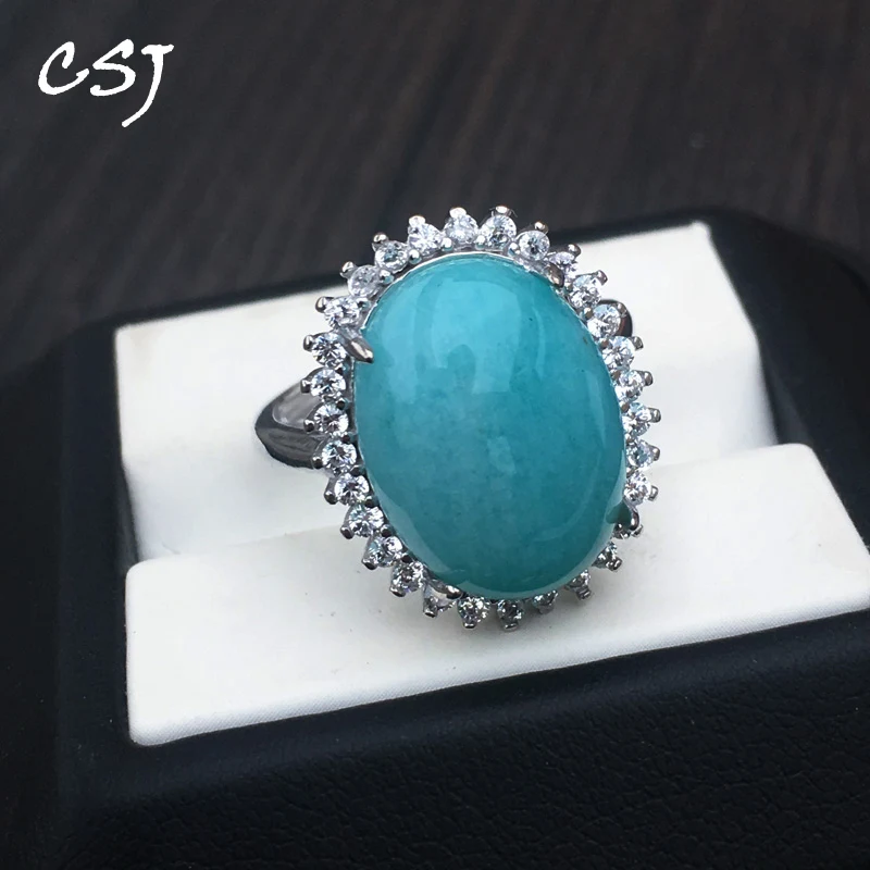 Женское кольцо из натурального амазонита CSJ классическое регулируемое овальное